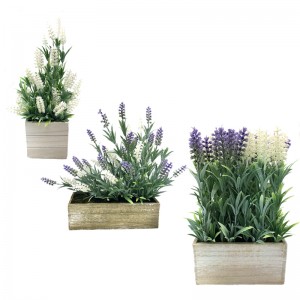 Konstgjord borddekoration Trä krukväxt Heminredning Lavendel blommor arrangemang